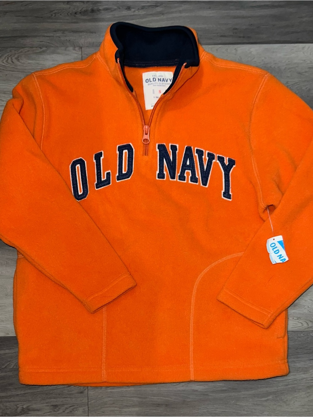 Old Navy Orange Half-Zip Kids Fleece Pullover with Navy Trim